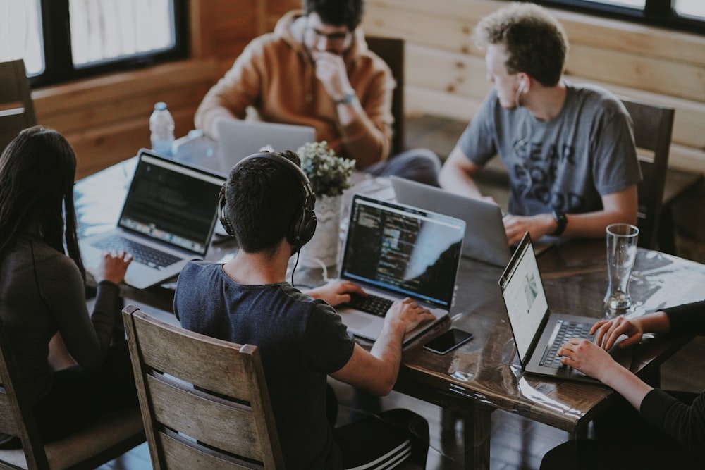 Collaborative team working together in a modern office